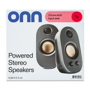 onn AC Powered Computer Speakers with Volume and Bass Controls, 7.32 Height