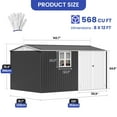 thumbnail image 4 of ModFusion 8x12 ft Storage Shed with Wide Window, Upgraded Framework, Lockable 2 Doors, Heavy Duty Metal Construction, Extra Large Containers for Outside, Dark Gray and White, 4 of 11