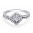 thumbnail image 3 of AFFY Round Shape White Cubic Zirconia 14k White Gold Over Sterling Silver Bypass Engagement Ring, 3 of 8