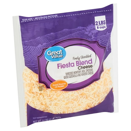 Great Value Finely Shredded Fiesta Blend Cheese, 32 Oz 