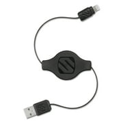 Scosche strikeLINE Charge & Sync Cable for Apple Lightning Devices, Retractable, Black -SOS12RA