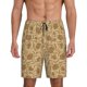 thumbnail image 1 of Balery Brown Flowers Pantalones cortos de pijama de punto de algodón para hombre con cinturilla y bolsillos-Large, 1 of 6