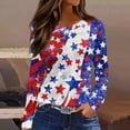 thumbnail image 2 of Nokdvo Patriotic Shirts for Women American Flag USA Stars Stripes Shirt Patriotic 4th Of July Independence Day Outfit Loose Long Sleeve Tops Dark Blue L, 2 of 5