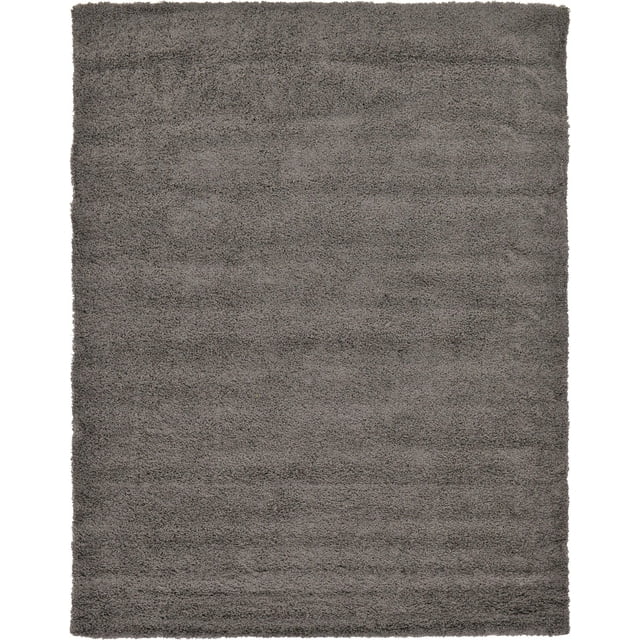 Unique Loom Solo Solid Shag Collection Modern Plush Area Rug, 9 x 12 Feet, Graphite Gray