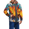 thumbnail image 2 of Goofa Colorful Paint Print Pattern Mens Full-zip Hoodie, Zip-up Pullover Hooded Sweatshirt, Kangaroo Pocket Hoodie Ideal for Daily Wear, Travel, and Home-Large, 2 of 5
