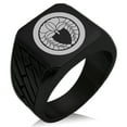 thumbnail image 1 of Stainless Steel Natsuka Samurai Crest Geometric Pattern Biker Style Polished Ring, 1 of 1