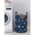 thumbnail image 3 of Abstract Laundry Bag, Monochrome Composition of Rounds in Different Motifs and Shapes Hand Drawn Like, Basket with Handles Drawstring Closure for Laundromats, 13" x 19", Slate Blue, by Ambesonne, 3 of 4