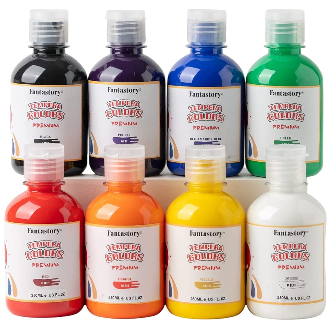 Fantastory Tempera Paint Set 8 Colors (8.4 oz Each) Washable Tempera