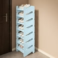thumbnail image 6 of Multilayer Stackable Foldable Shoe Rack Organizer, Breathable Plastic Material, Non Perforated Design, for Closet Entryway Mudroom Organization, Single Pack, Light Blue, by FAJHHA, 6 of 7