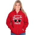 thumbnail image 3 of Resting Beach Face Summertime Vibes Zip Hoodie Sweatshirt Women Brisco Brands S, 3 of 5