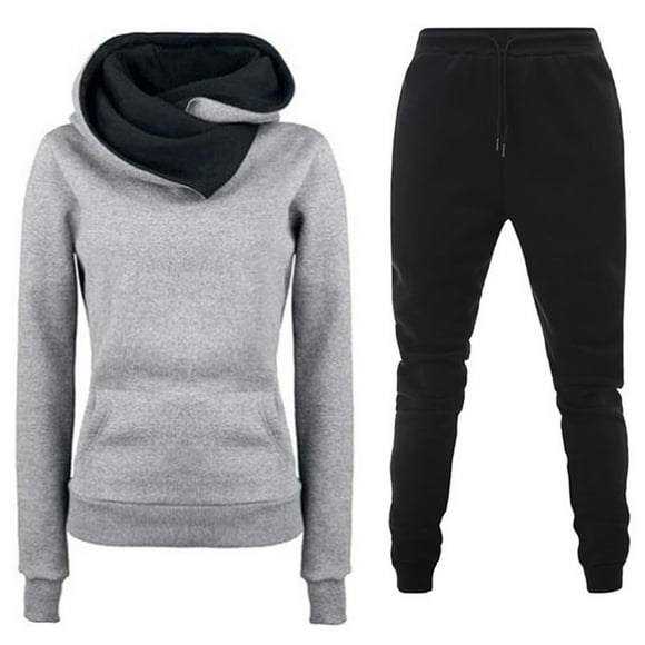 IROINNID Sweatsuit For Women 2 Pieces Set On Sale Fall Winter Outfits Sports Tracksuits Long Sleeve Pullover Hoodies Pants Suit Jogging Suit,Black