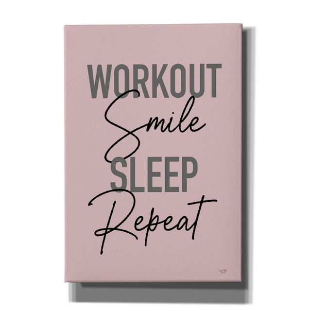 Epic Graffiti 'Workout, Smile, Sleep, Repeat' by Lux + Me Designs, Giclee Canvas Wall Art, 18"x26"