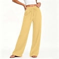 thumbnail image 2 of Linen Pants Women Casual Loose Drawstring Solid Color Wide Leg Cotton Linen Long Pants For A Relaxed Boho Everyday Look Women's Pants, 2 of 9