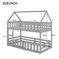 thumbnail image 4 of Bellemave Twin over Twin Size Bunk Bed with Ladder, Wooden House Bunk Bed Frame Guardrails Versatile Twin Bunk Floor Bed, Grey, 4 of 10