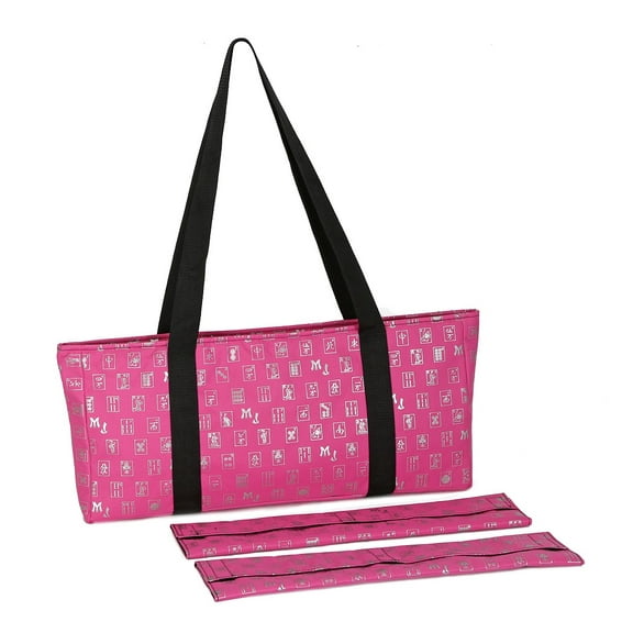 Mah Jongg Direct Fuchsia (Pink) & Silver MJ Designer Logo Soft Replacement Case, includes two matching wraps and a bonus bag, (Replacement Soft Case Only - tiles, trays, racks & pushers not included)
