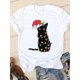 thumbnail image 3 of Camiseta con estampado navideño de estilo acuarela para mujer, ropa de Año Nuevo con cuello redondo, camiseta informal con estampado de los años 90, 3 of 5