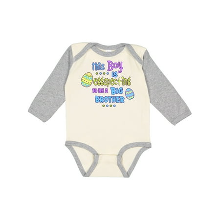 

Inktastic This Boy is Eggspecting to be a Brother Gift Baby Boy Long Sleeve Bodysuit