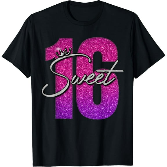 Sweet 16 Gifts For Girls 16th Birthday 16 Year Old Gifts T-ShirtMen and women, Black T-shirt, size: Extra large