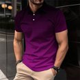 thumbnail image 2 of ZCFZJW Mens Ombre Shirts Casual 1/4 Button up V Neck Tie Dye Gradient Print Summer Short Sleeve Polo Shirts Lightweight Comfy Holiday T-Shirts Tops Purple XXL, 2 of 6