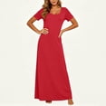 thumbnail image 6 of Summer Maxi Dresses for Womens 2026 Plus Size Fashion Casual Solid Color Comfortable Short Sleeve Round-Neck Dress, 6 of 8
