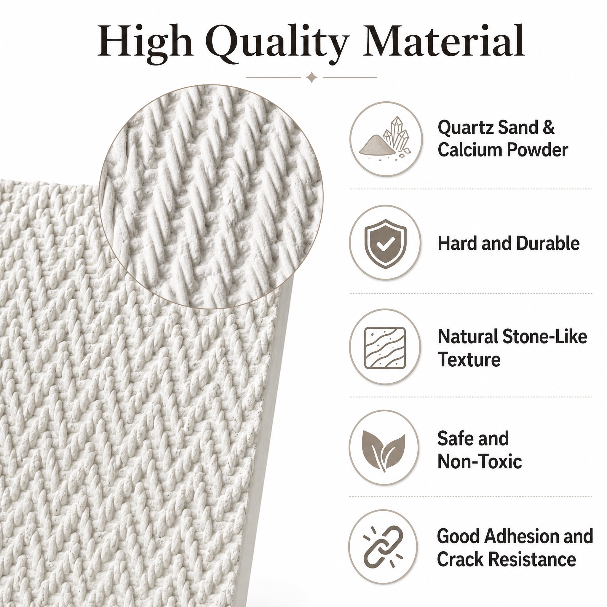 Real3D 8Pcs 24"x24" Faux Stone Wall Panels 3D Textured, Flexible Real Sand Finish Decorative Wall Tiles,White