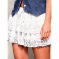 thumbnail image 3 of Women Lace Ruffle Bloomer Skirt Frill Tiered Short Skater Skirts Flowy A Line Mini Underskirt, 3 of 7