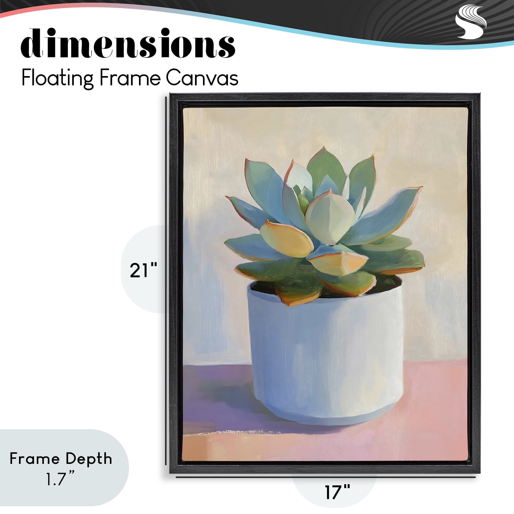 Stupell Industries Succulent Plant in White Pot Black Framed Floater Canvas Wall Art, design by The Prints Vibe