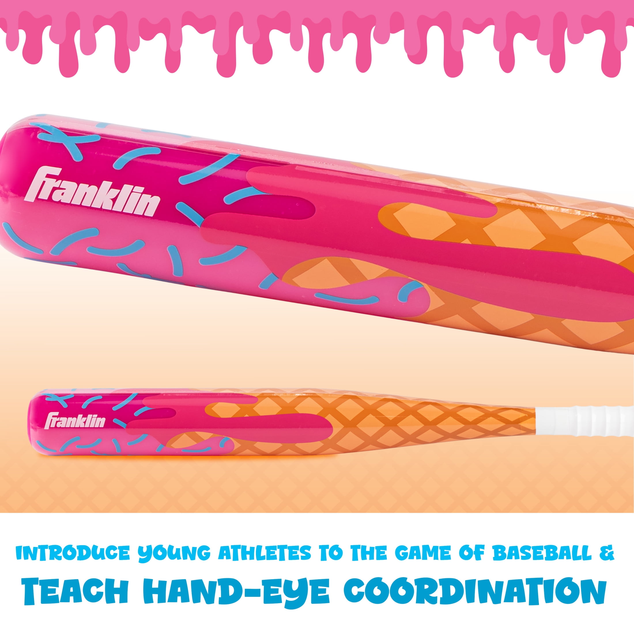 Franklin Sports Sweet Swings Kids Ice Cream Drip Bat & Ball Set