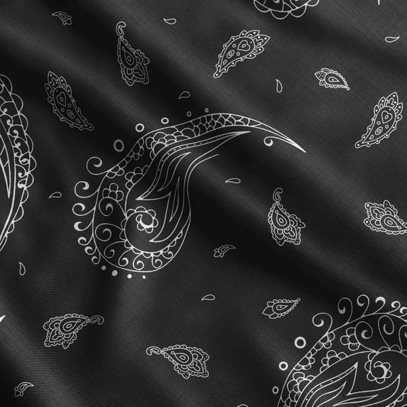 Soimoi Asian Paisley Printed, Poly Canvas Fabric, Decor Sewing Fabric by The Yard 56 Inch Wide,Decorative Fabric for Curtains Tote Bags, Black&White