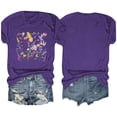 thumbnail image 4 of ALLLIST Short Sleeve Womens Tops Clearance Under $10 Purple Crew Neck Floral Printed Casual T-Shirts Pullover Blouses, 4 of 4