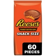 Reese's Milk Chocolate Peanut Butter Snack Size Cups Candy, Bag 33 oz, 60 Pieces