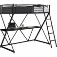 thumbnail image 1 of Kingfisher Lane Moderne X en Forme de Lit Simple en Métal avec Bureau en Noir, 1 of 4