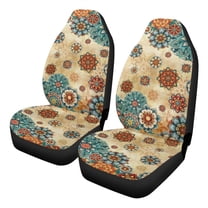 Uorisanigo 2 Pack Front Seat Covers, Plush Fluffy Tropical Boho Flower Seat Protectors, Washable Automotive Seats Cover for Most Cars Trucks SUV, Easy Installation
