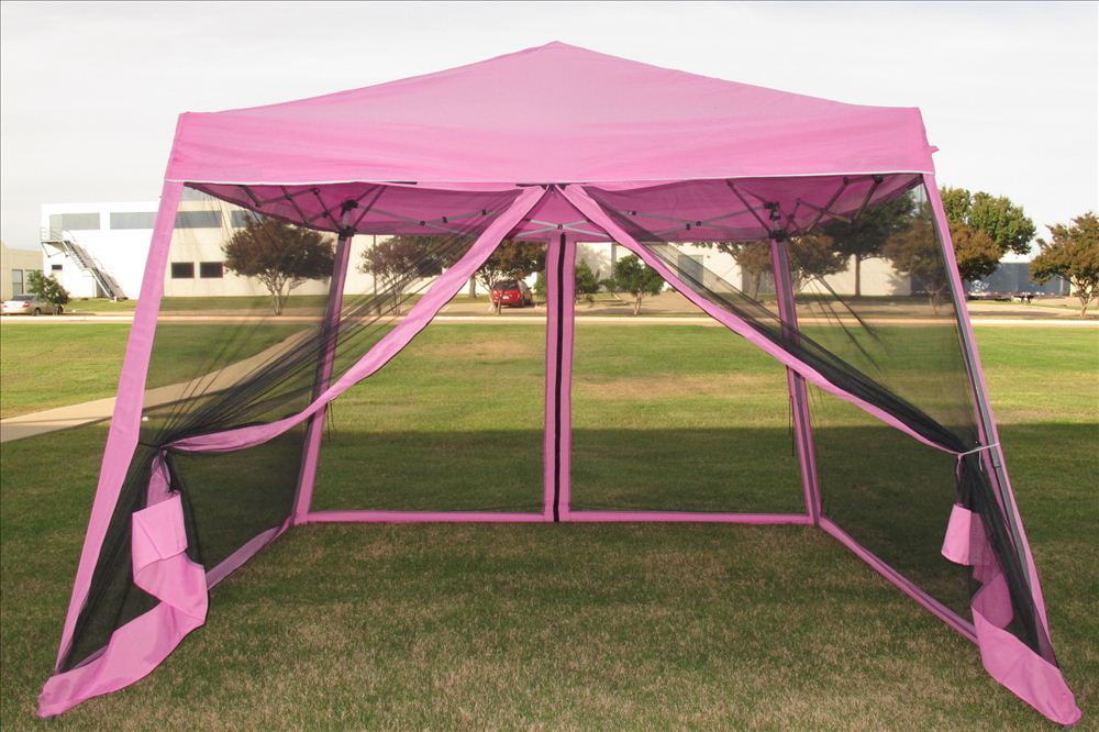 Pink 8'x8'/10'x10' Pop Up Canopy Party Tent Gazebo EZ w Net 