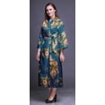 thumbnail image 4 of Bimba Blue Floral Rose Cotton Robe Women Lightweight Printed Crossover Robes Bridesmaid Getting Ready Shirt X, 4 of 5