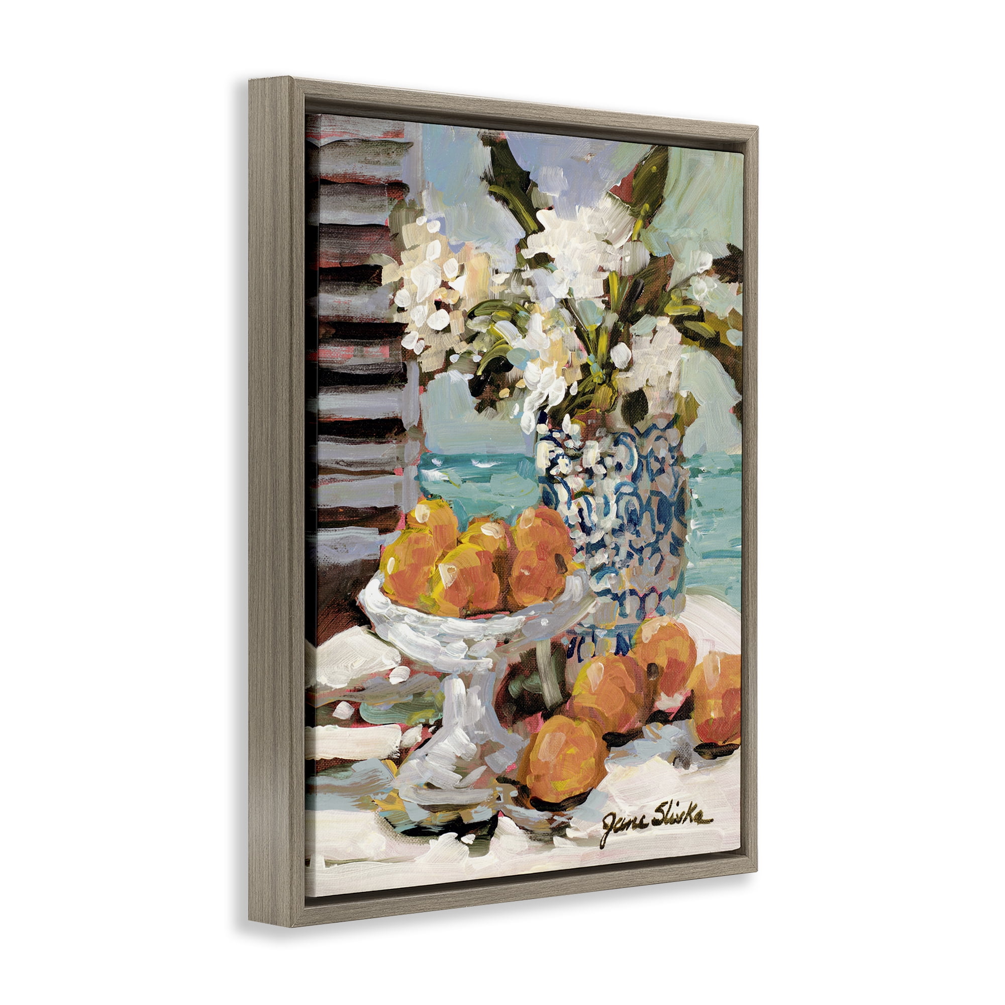 Stupell Industries Coastal Fruits Still Life Food & Beverage Painting Brown Floater Framed Art Print Wall Art, 25 x 31