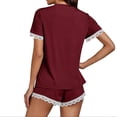 thumbnail image 6 of Viluyesy Round Neck T-Shirt and Shorts Set for Womens Solid Color Tops Elastic Waist Short Pants Shirt and Shorts Sets Two PC Wine Size XL, 6 of 8