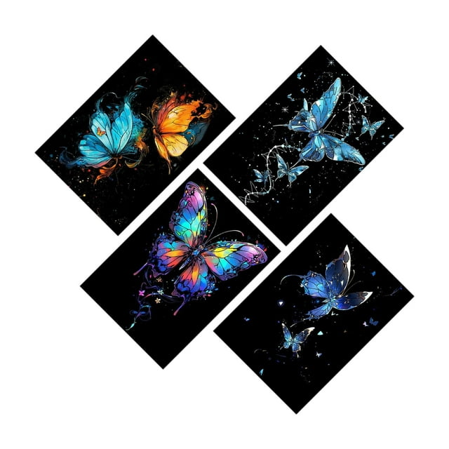 Wweixi 4x Scratch Paper Art Set Educational Childrens Crafts Kits Projects for Game Butterflies 21x29.5cm
