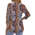 thumbnail image 3 of Fantaslook Pleated Blouses for Women Dressy Casual 3/4 Sleeve Womens Tops with Smocked Cuffs Summer Fall Shirts, 3 of 9