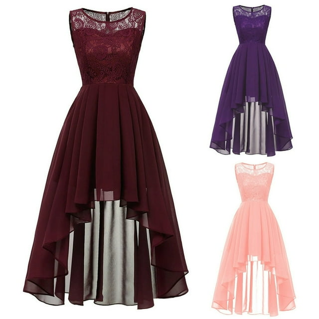 Robe Romantique Hi-Lo en Dentelle Florale pour Femme, Sans Manches, Formelle, Mariage, Maxi, Plage, Robes pour Femmes 2022