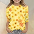 thumbnail image 2 of Cute Summer Tops for Kids Girls Size 10-12 Casual 3/4 Sleeve Crew Neck Girls Shirts Basic Daisy Printed T-Shirts Girls Fashion Tunic Tops Yellow 7-8 Years, 2 of 5