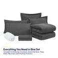 thumbnail image 2 of 8 Piece Quilted Solid Stripe Comforter, Sheet Set and Mattress Protector Bedding Bundle- Charcoal, 2 of 4