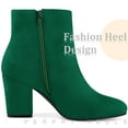 thumbnail image 5 of Unique Bargains Women's Round Toe Chunky Heels Ankle Boots Green 9, 5 of 6