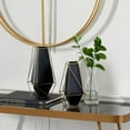 thumbnail image 3 of DecMode 11", 9"H Geometric Black Metal Vase with Gold Wire Accents, Set of 2, 3 of 12