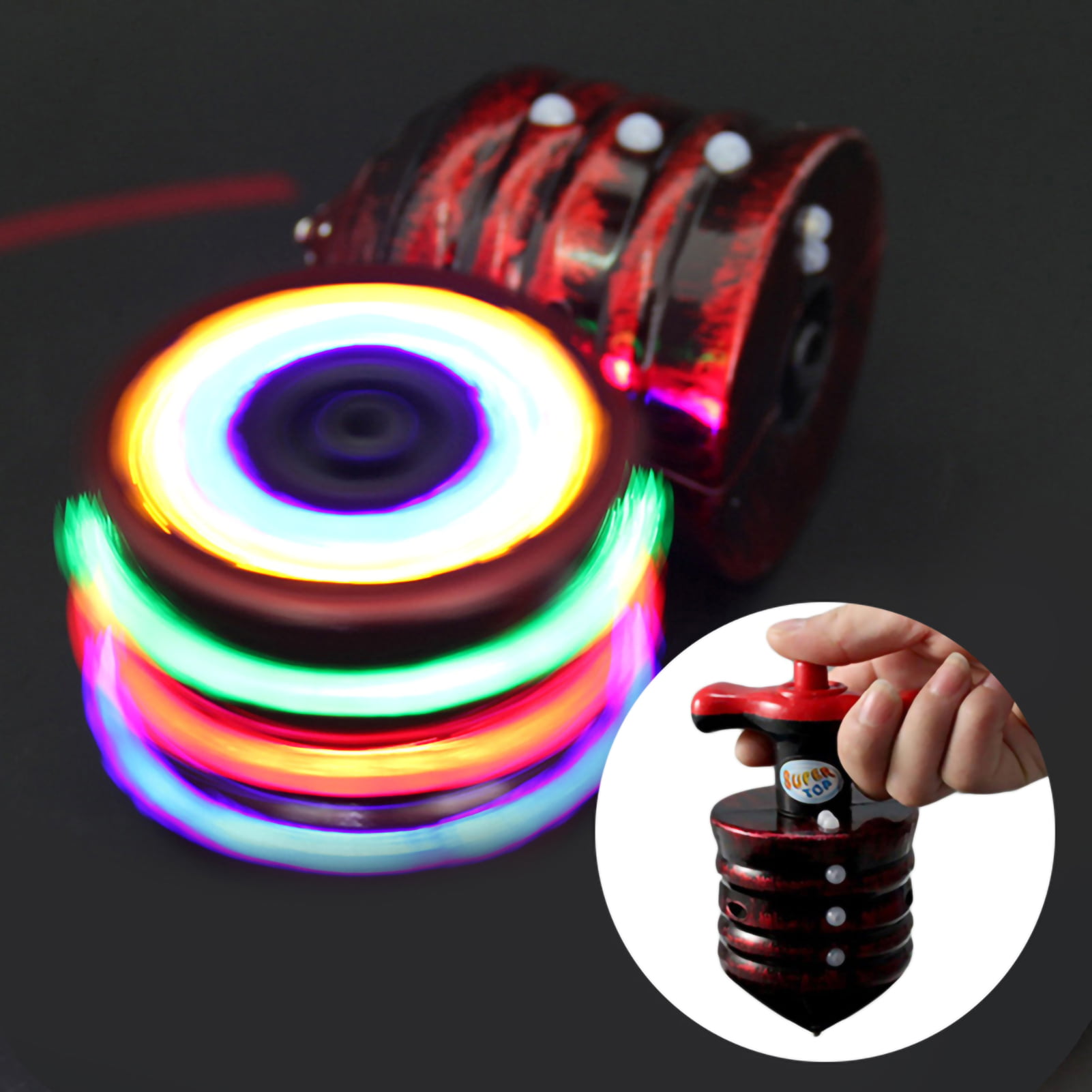 3 pcs Music Gyro LED Flashing Gyrator Shining Toys Spinning Top for Boys Kids 
