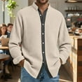 thumbnail image 2 of Long Sleeve Shirts for Men, Men's Button Down Waffle Textured Shirt Casual Long Sleeve Lapel Neck Wrinkle Free Untucked Shirts Fashion Clothes, 2 of 6