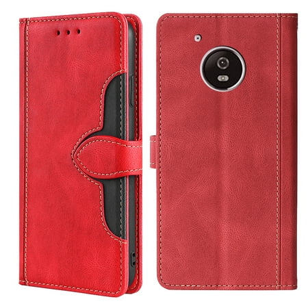 VIGOROSO Genuine Leather Case Cover For Moto G5 Plus Kickstand Flip Luxury Wallet Magnetic Protective Stand Mobile