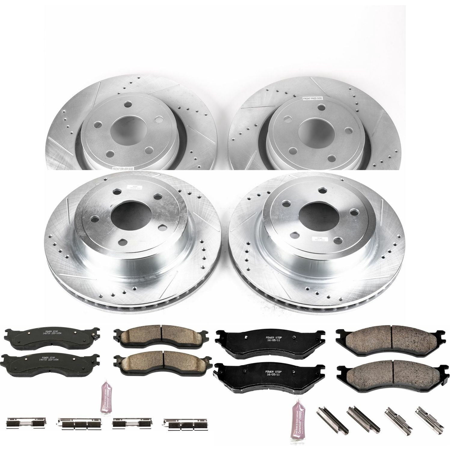 PowerStop Front and Rear Z23 Evolution Sport Carbon-Fiber Ceramic Brake Pad and Drilled & Slotted Rotor Kit Fits: DODGE Select Models K4385
