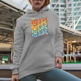 thumbnail image 2 of Hello Nurse with Flower & Heart, Groovy Retro Wavy Text Merch Gift, Heather Grey Hooded Sweatshirt or Hoodie, 2XL, 2 of 5