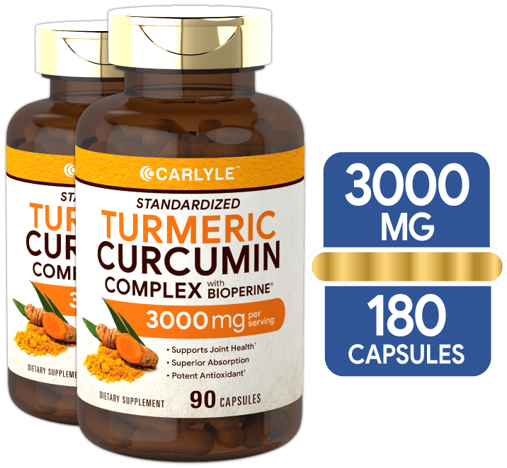 Turmeric Curcumin with Bioperine 3000mg 180 Capsules Max Strength